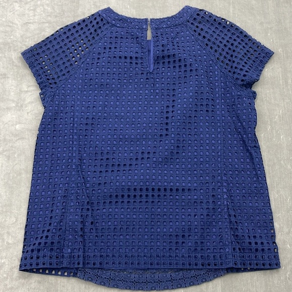 Madewell Short Sleeve Eyelet Hideaway Top Blue Size Medium - Picture 5 of 6
